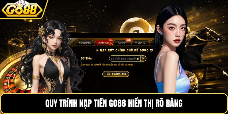 Quy trình nạp tiền GO88 hiển thị rõ ràng